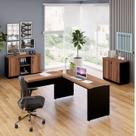 Conjunto 3 Peças com Mesa para Escritório em L 150x150cm e 2 Armários Multiuso Baixo Espresso Móveis Marrom Preto