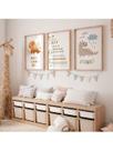 Conjunto 3 Peças Infantil Quadro Educativo Dinossauro Frese Número Decoração