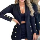 Conjunto 3 Peças Max Blazer C/ Cropped Short Saia