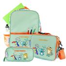 Conjunto 3 Peças Mochila, Estojo E Bolsa Térmica Infantil Masculino Jungle Friends Milk&Moo