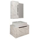 Conjunto 3 Peças Para Banheiro BN3630X46X48 Marmore Branco Tecno Mobili
