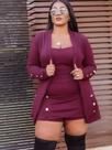 Conjunto 3 Peças Plus Size Blazer +short Saia + Cropped