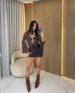 Conjunto 3 Peças Saia + Top + Blusa Manga Longa Moda Gringa
