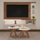 Conjunto 3 Peças Sala de Estar Mesa de Apoio e Mesa de Centro Jade e Painel Toronto