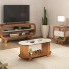 Conjunto 3 Peças Sala de Estar Mesa de Centro Vivladi e Mesa de Apoio e Rack Theo