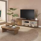 Conjunto 3 Peças Sala Estar Apoio Mesa de Centro e Rack Magnum Marrom Cinamomo/Off White Conjunto 3 Peças Sala Estar Apoio Mesa de Centro e Rack Magnum Marrom Cinamomo/Off White
