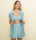 Conjunto 3 peças shorts, CROPPED, camisa