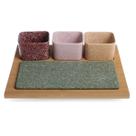 Conjunto 3 Petisqueiras Bowls em Porcelana Estilo Granito com Tábuas LH0078 BTC