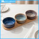Conjunto 3 Petisqueiras De Cerâmica Com Bandeja Design Elegante Para Servir Aperitivos Molhos Lyor