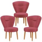 Conjunto 3 Poltronas para Estúdio de Beleza Maquiagem Sala de Jantar Pés de Madeira
