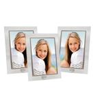 Conjunto 3 Porta-Retratos Vidro Reto Prime Borda Prata 10x15 Vertical Tuut