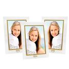 Conjunto 3 Porta-Retratos Vidro Reto Prime Filete Dourado 10x15 Vertical Tuut