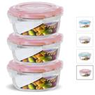 Conjunto 3 Pote Vidro Hermético Marmita Tampa Plástico 620ml