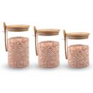 Conjunto 3 Pote Vidro Tampa Bambu Com Colher Conjunto 3 Pote Vidro Tampa Bambu Com Colher