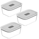Conjunto 3 Potes 1200m C/ Tampa Hermétical P/ Marmita Alimento Vidro Transparente Organização Fresh Lock Empilhável - Ou