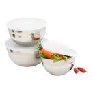 Conjunto 3 Potes Aço Inox Com Tampa Plástica Bowls Tigelas