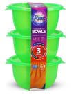 Conjunto 3 Potes Bowls De 1 Litro Neon Com Tampa