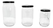 Conjunto 3 potes c/ tampa metal preta casual class home Conjunto 3 potes c/ tampa metal preta casual class home