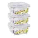 Conjunto 3 Potes de Vidro 520ml Hermético 4 Travas Marmita