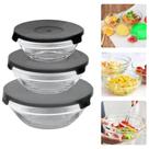 Conjunto 3 Potes De Vidro Com Tampa Redondo Para Mantimentos - Importado