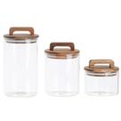 Conjunto 3 Potes De Vidro Herméticos Acácia Mantimentos
