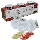 Conjunto 3 Potes De Vidro Porta Temperos Condimentos 180ml Conjunto 3 Potes De Vidro Porta Temperos Condimentos 180ml