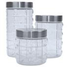 Conjunto 3 potes de vidro vítreo com tampa inox