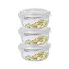 Conjunto 3 Potes Hermetico Marmita Fit Anel Vedação 620 ml
