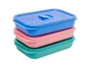 Conjunto 3 Potes Hermetico Quadrado 500ml Microondas Dup