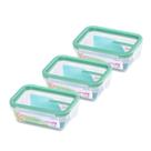 Conjunto 3 Potes Herméticos com Travas 330ml Modular Verde - Sanremo