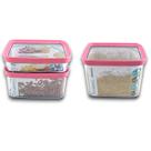 Conjunto 3 Potes Herméticos Para Alimento Mantimento de Cozinha Rosa