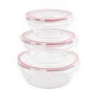 Conjunto 3 Potes Herméticos Redondos Multiuso com Tampa 320ml, 580ml e 1000ml Livre de BPA, Plástico Transparente com Tampa