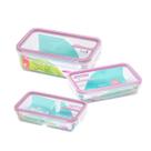 Conjunto 3 Potes Herméticos Sanremo 730ml 820ml e 1,24L Rosa Academia Alimentos Mantimentos Marmita