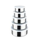 Conjunto 3 Potes Inox c/ Tampa Plástico Organizador