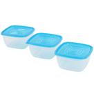 Conjunto 3 Potes Plásticos Quadrados 1L com Tampa Hermética Empilhável BPA Free Cozinha Geladeira Organização 15 x 8 cm Sortido