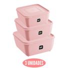 Conjunto 3 Potes Plasticos Rosa 500 ml 1,5 2,5 Litros