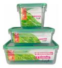 Conjunto 3 Potes Sanremo Hermético Trava Micro-ondas Freshy