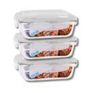 Conjunto 3 Potes Vidro Hermético Mantimentos Marmita 370ml