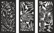 Conjunto 3 Quadro Folhagem Natureza Vazado Para Decoração