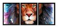 Conjunto 3 Quadros Leão De Judá Fé Linda Arte Em Kit