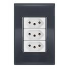 Conjunto 3 Tomadas 10A - Tramontina Liz Grafite / Branco Conjunto 3 Tomadas 10A - Tramontina Liz Grafite / Branco