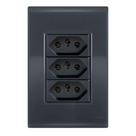 Conjunto 3 Tomadas 10A - Tramontina Liz Grafite - Tlg009 Conjunto 3 Tomadas 10A - Tramontina Liz Grafite - Tlg009