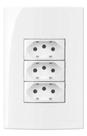 Conjunto 3 Tomadas 2 Polos + Terra 10A 250V Embutir Sleek Margirius Branco Brilho