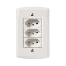 Conjunto 3 Tomadas 3P 10A Tramontina Lux2 - Branco - Kit com Parafusos