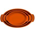 Conjunto 3 Travessas de Porcelana Ovais Germer Assar e Servir Canelado Refratário Laranja Conjunto 3 Travessas de Porcelana Ovais Germer Assar e Servir Canelado Refratário Laranja