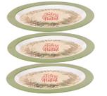 Conjunto 3 Travessas Oval Natalina Em Melamina 35x25cm