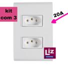 Conjunto 3 Unidades Tomada Dupla 2P+T 20A/250V Tramontina Liz Conjunto 3 Unidades Tomada Dupla 2P+T 20A/250V Tramontina Liz