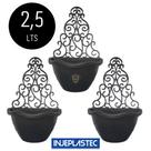 Conjunto 3 Vasos De Planta Parede Modelo Arandelas Flores Com Suporte - Artigos De Decoração Jardim