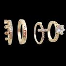 Conjunto 4 Aneis Tipo Pandora Fino Elegante Coração Dourado