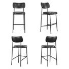 Conjunto 4 Banquetas Alta Stela para Cozinha material sintético Preto - Vallisa Decor